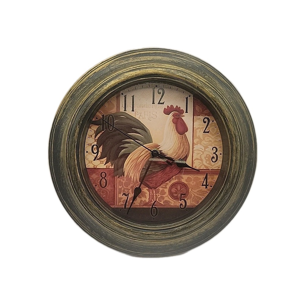 11" Decorative Rooster Wall Clock Tested Working A A Battery Not Included